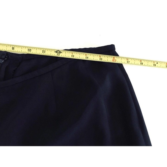 Escada | Wide Leg Slit Crop Pants Womens Size 44 Navy Blue Silk Loose Fit - Picture 9 of 12